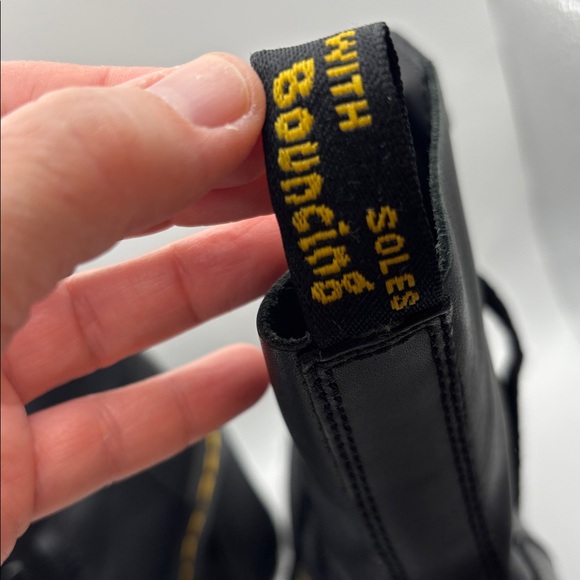 Dr. Martens Chesney Black Leather Flare Heeled Lace Up Boots - 6 - Picture 6 of 13